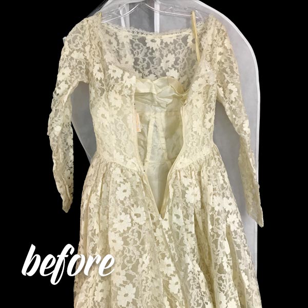 Vintage wedding 2025 dress cleaning